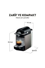 Nespresso Pixie C66T Kapsüllü Kahve Makinesi ve Süt Köpürtücü Titan