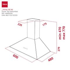 Teka DF 60 Duvar Tipi Çelik Davlumbaz